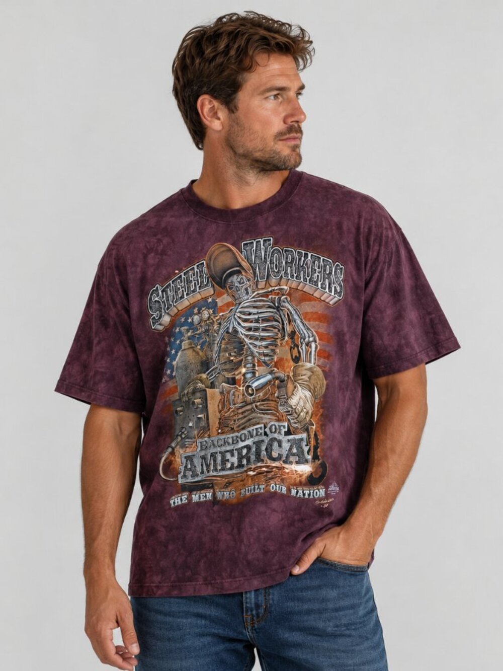 The Mountain SZ XL John Lean 2016 Steelworkers Backbone Of America Graphic Tee